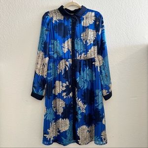 Blue floral chiffon midi dress